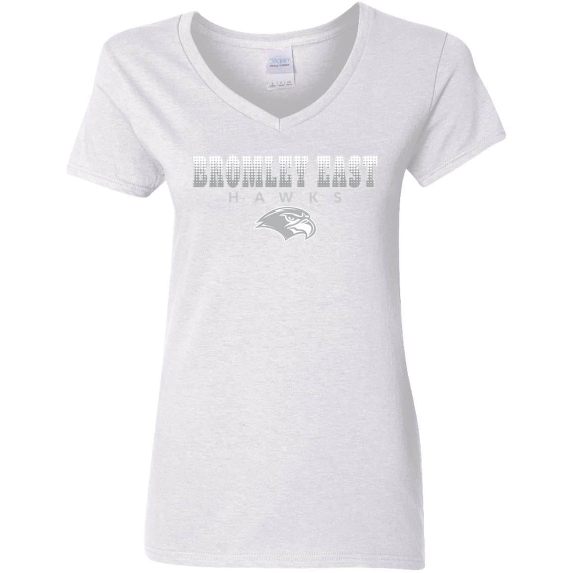Hawk Originals (Bromley East Hawks WHITEOUT) Ladies' 5.3 oz. V-Neck T-Shirt