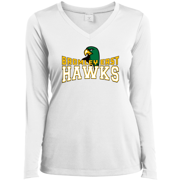 Hawk Originals (BROMLEY EAST HAWKS w/Hawk) Ladies' LS Performance V-Neck T-Shirt