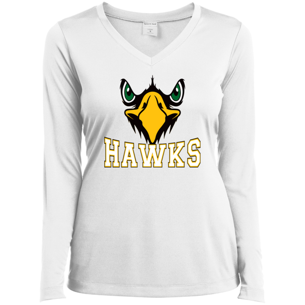 Hawk Originals (Front Facing Hawk) Ladies' LS Performance V-Neck T-Shirt