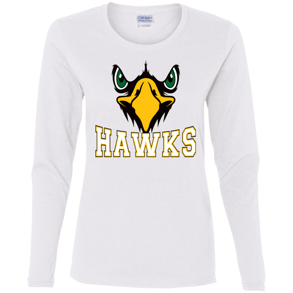 Hawk Originals (Front Facing Hawk) Ladies' Cotton LS T-Shirt