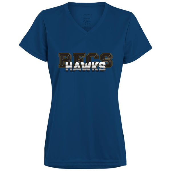 Hawk Originals DIGISOFT (Chrome BECS w/HAWKS) Ladies’ Moisture-Wicking V-Neck Tee